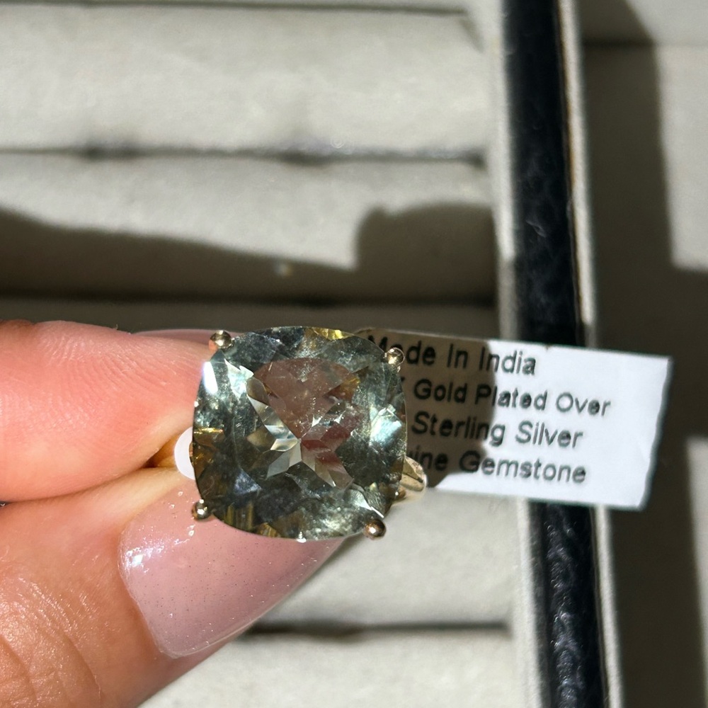 NWT 14k plated over sterling silver green Amethyst ring size 8 - Picture 6 of 9